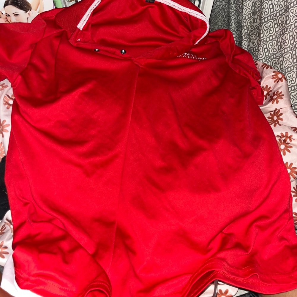 Red polo shirt
